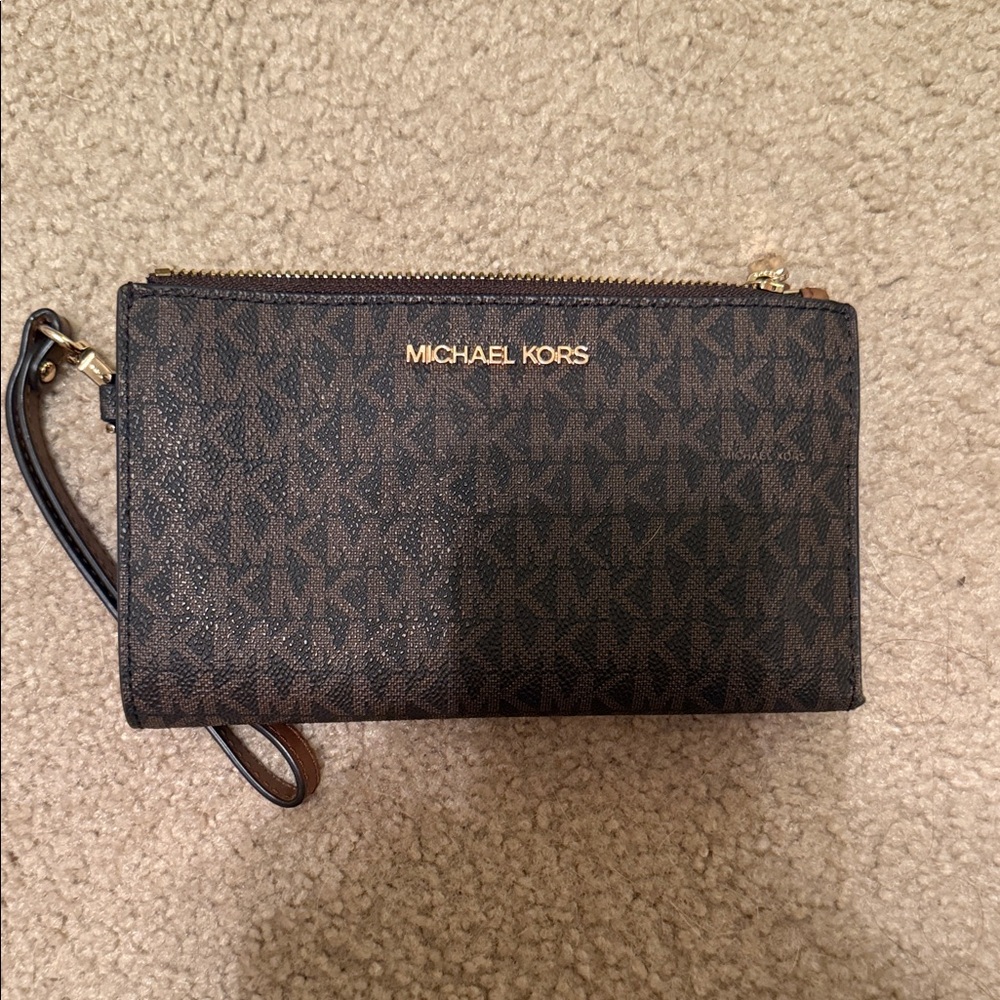 Michael Kors Dark Brown Monogram Wristlet